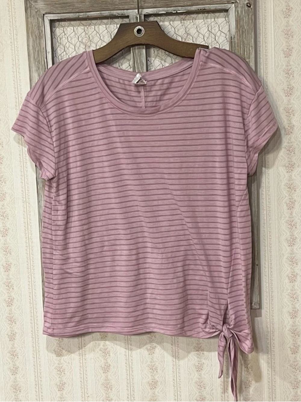 Women’s Pink Striped Tie-Hem Tee